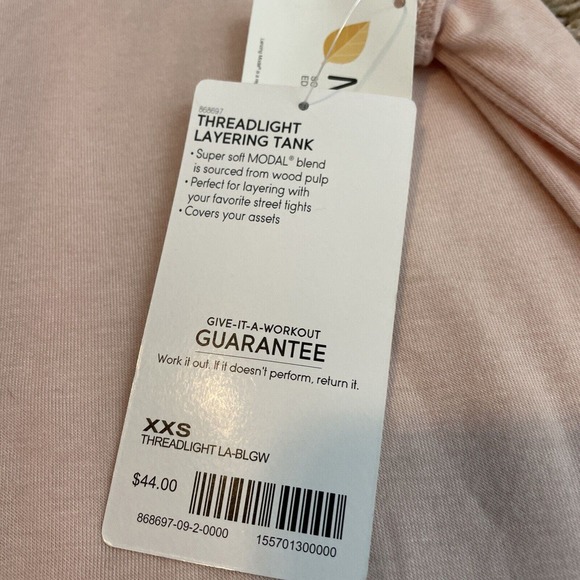 Athleta XXS ThreadLight Ruched light pastel pink Tank Top Modal blend - Picture 7 of 7